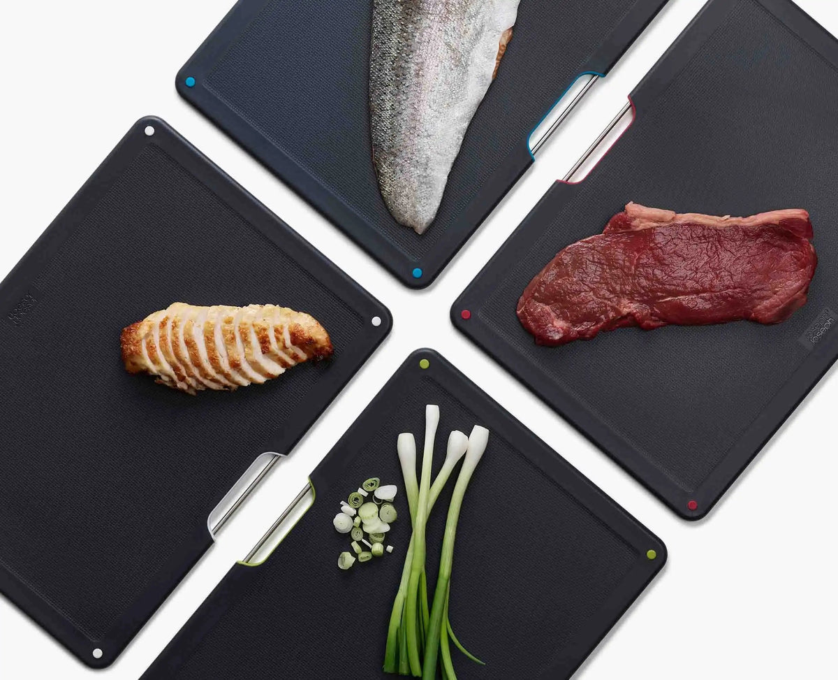 Joseph Joseph Folio™ Steel 4-piece Black Chopping Board Set