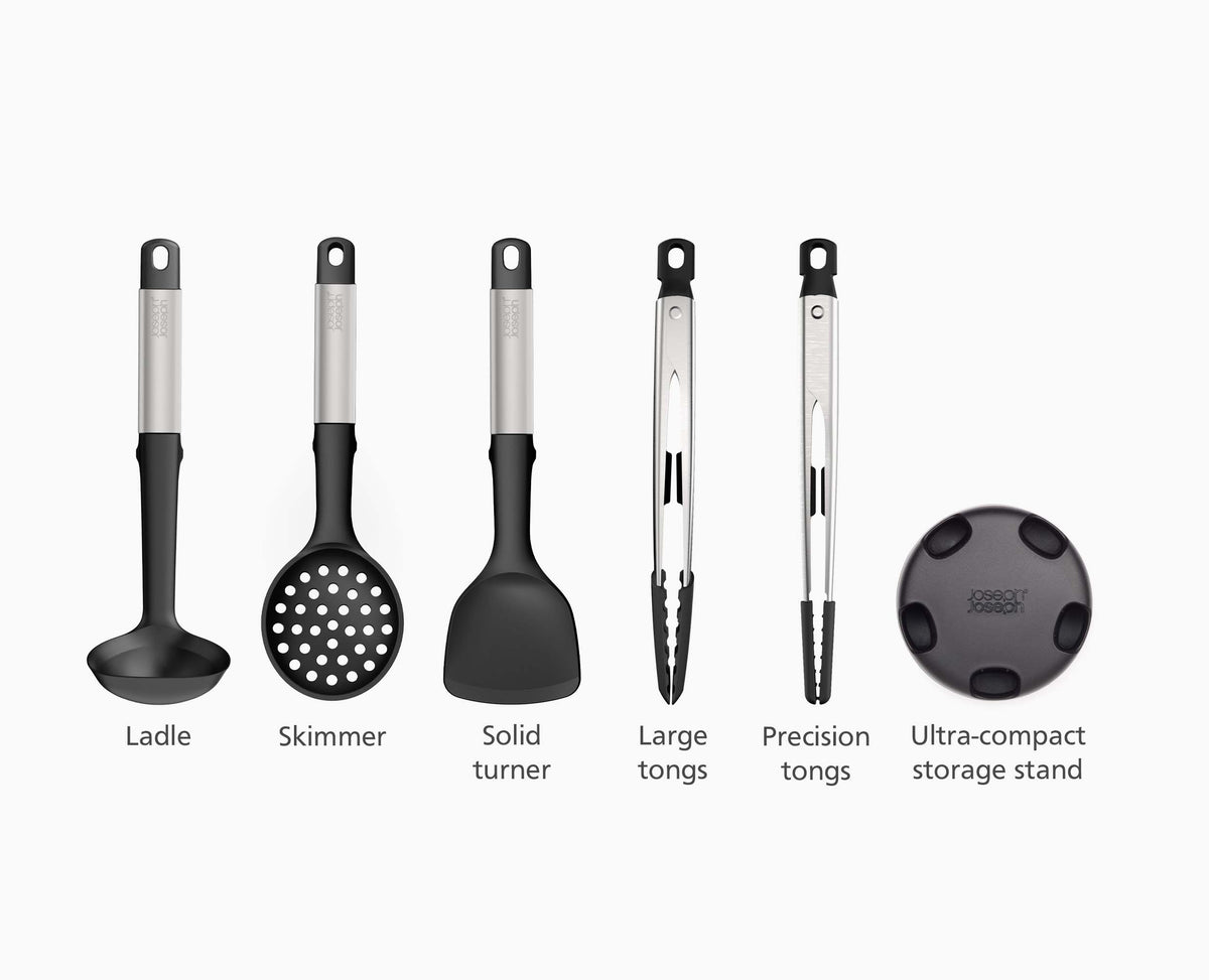 Joseph Joseph Elevate™ Fusion 5-piece Stainless-steel Utensil Set With Compact Stand