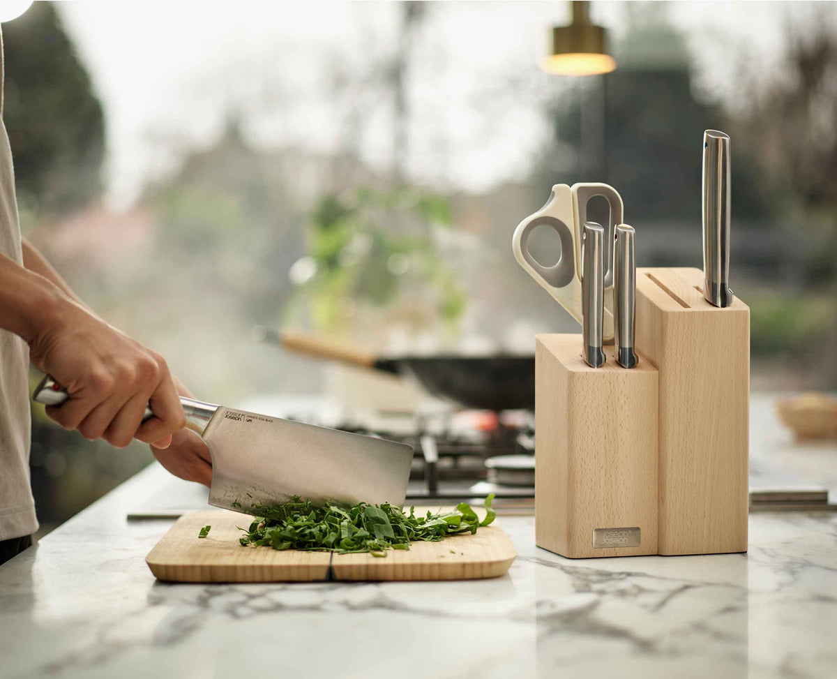 Joseph Joseph Elevate™ Fusion 5-piece Knife & Scissor Set With Beechwood Block