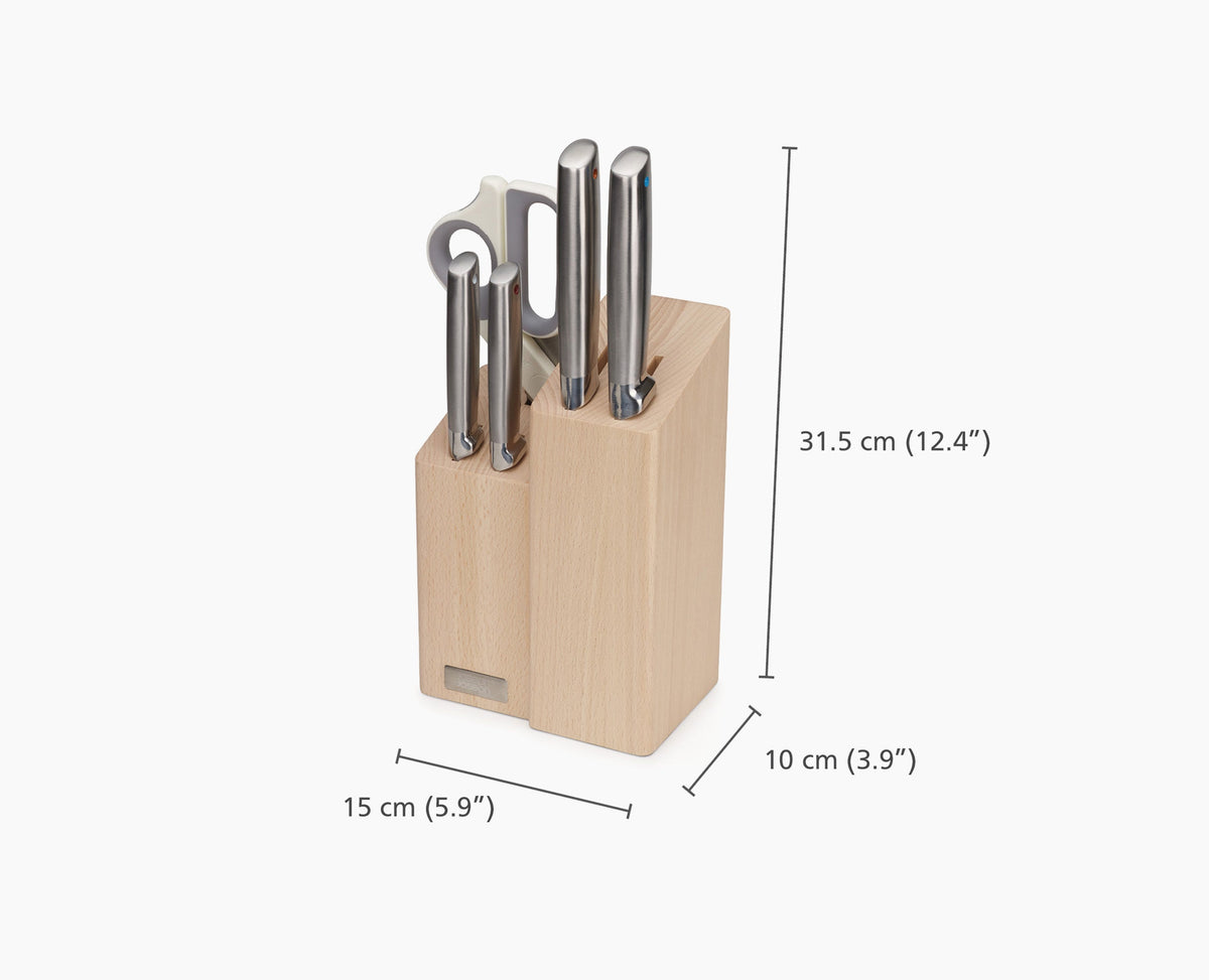 Joseph Joseph Elevate™ Fusion 5-piece Knife & Scissor Set With Beechwood Block