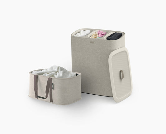 Joseph Joseph 2-piece Ecru Tota Trio 90L & Hold-All™ 35L Laundry Basket Set