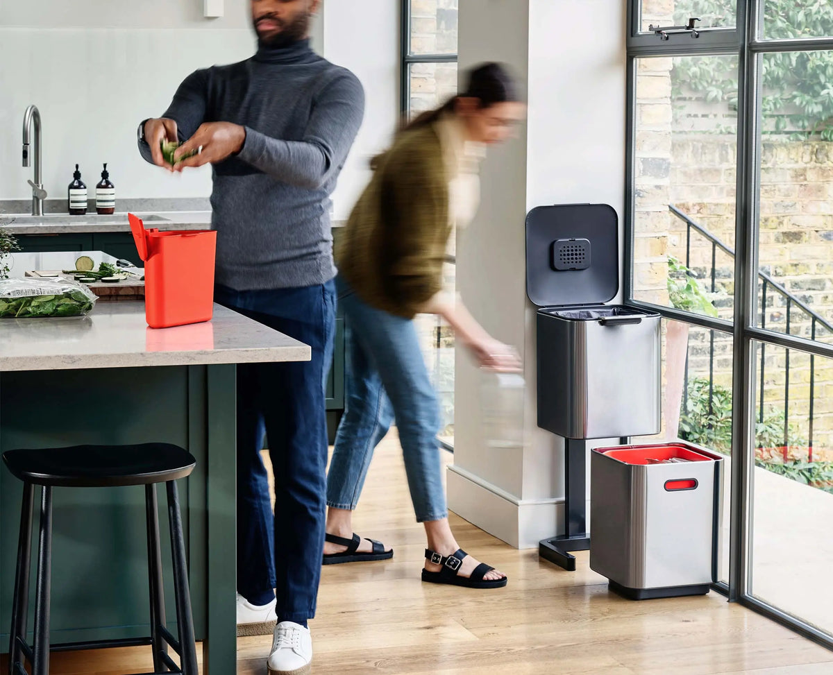 Joseph Joseph Totem Compact 40L Stainless-steel Waste & Recycling Trash Can