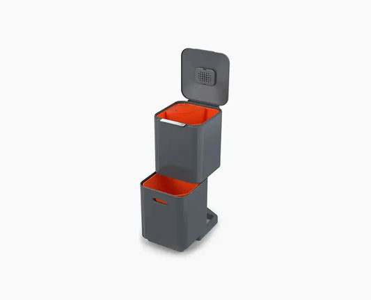 Joseph Joseph Totem Compact 40L Gray Waste & Recycling Trash Can