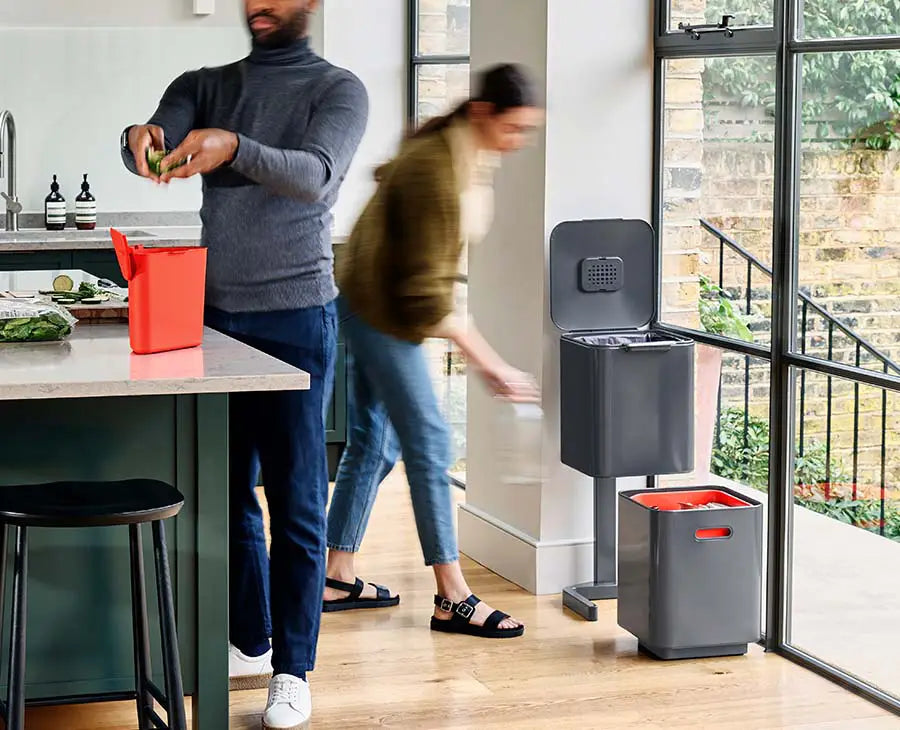 Joseph Joseph Totem Compact 40L Gray Waste & Recycling Trash Can Starter Set