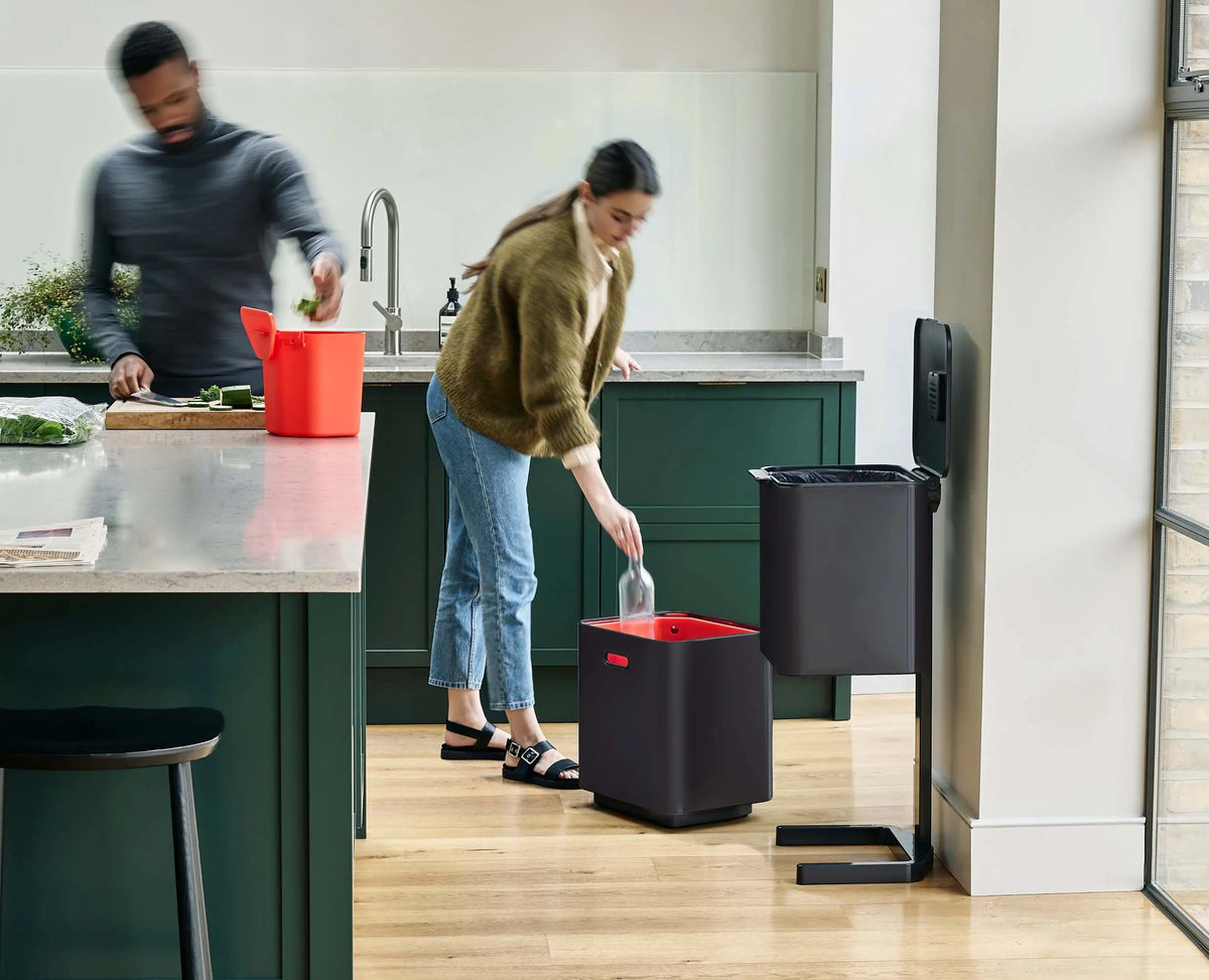 Joseph Joseph Totem Max 60L Black Waste & Recycling Trash Can Starter Set