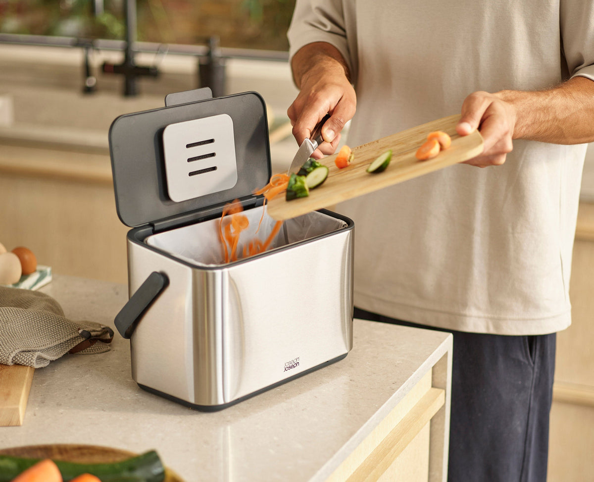Joseph Joseph Collect™ 4L Stainless-steel Food Waste Caddy Starter Set