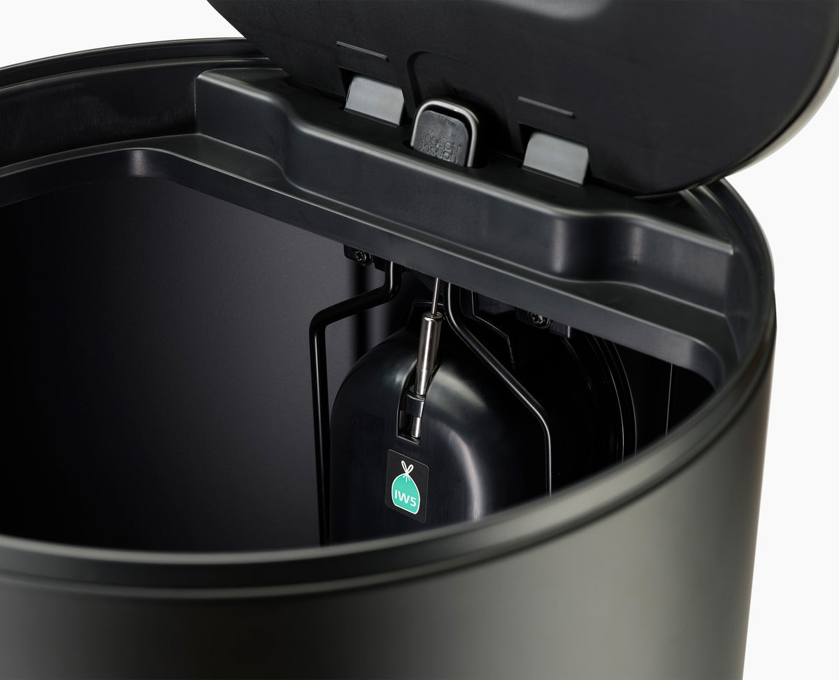 Joseph Joseph Arc™ 30L Easy-push Matt Black Pedal Trash Can Starter Set