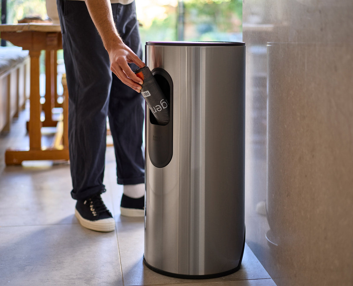 Joseph Joseph Arc™ 30L Easy-push Stainless-steel Pedal Trash Can Starter Set