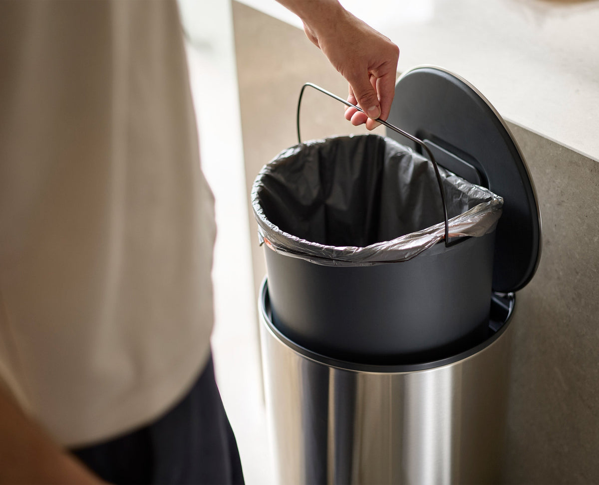Joseph Joseph Arc™ 30L Easy-push Stainless-steel Pedal Trash Can Starter Set