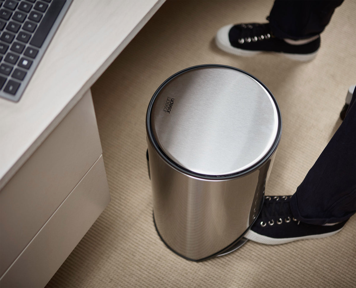 Joseph Joseph Arc™ 10L Easy-push Stainless-steel Pedal Trash Can Starter Set