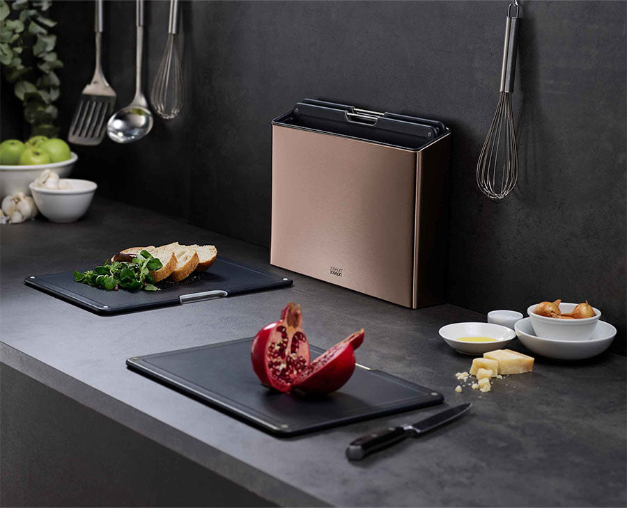 Joseph Joseph Folio™ Steel 4-piece Rose Gold Chopping Board Set