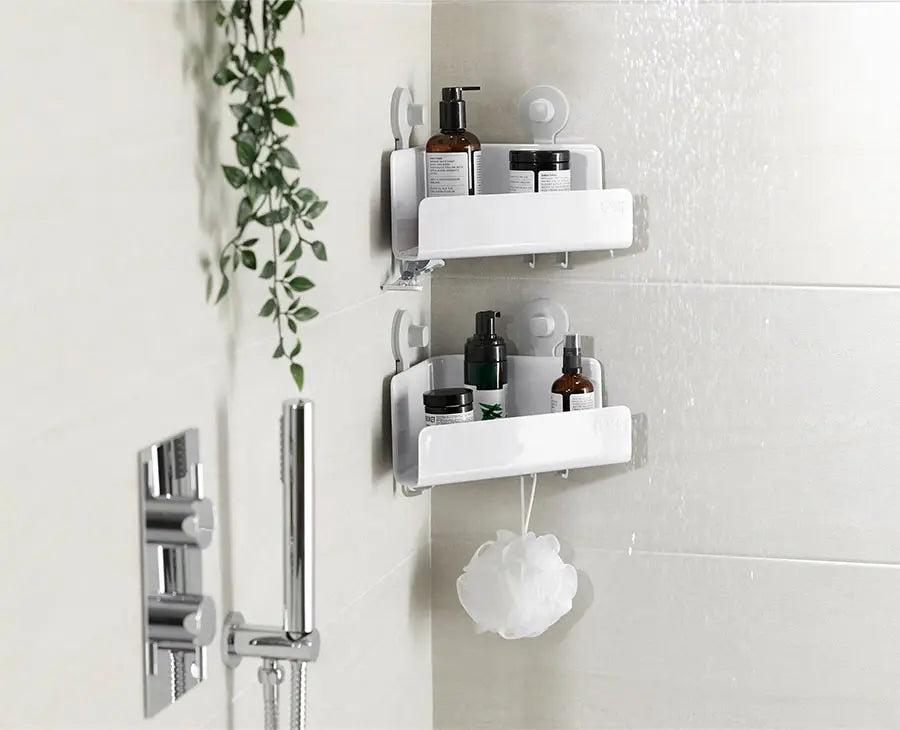 Joseph Joseph EasyStore™ 2-piece White Corner Shower Shelf Set