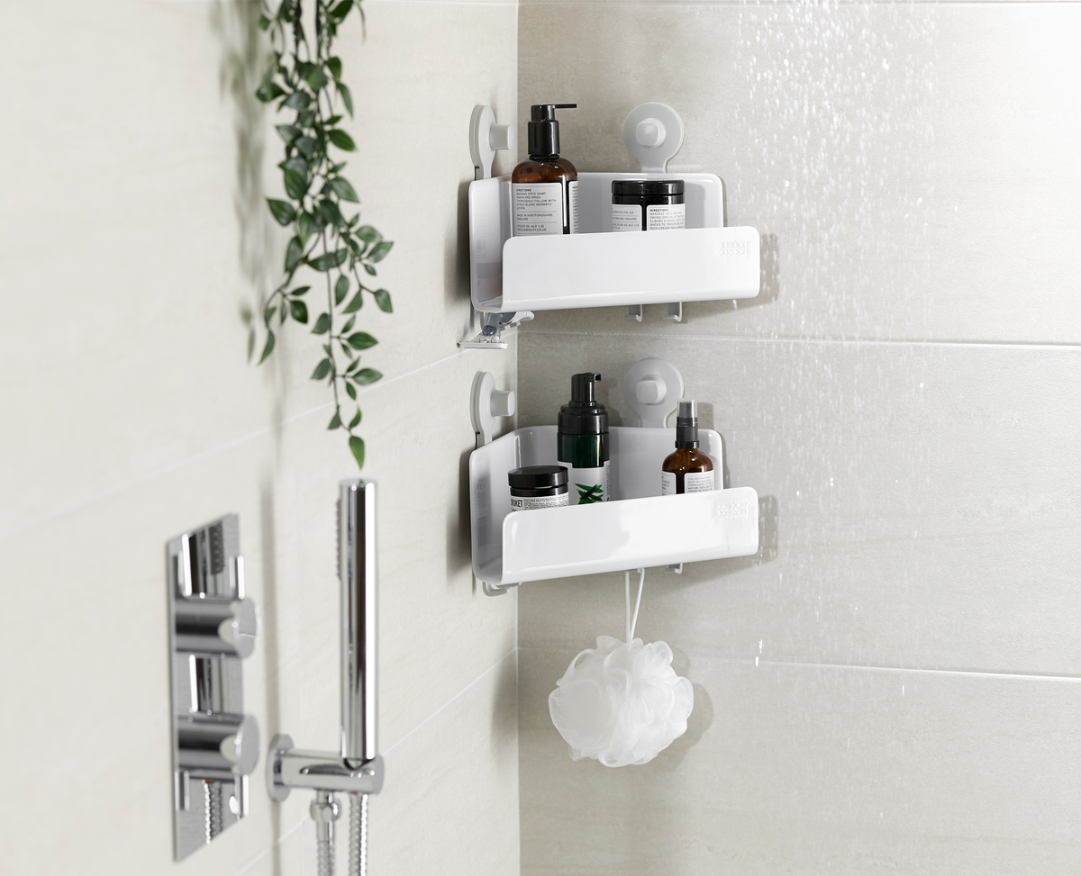 Joseph Joseph EasyStore™ 2-piece White Corner Shower Shelf Set