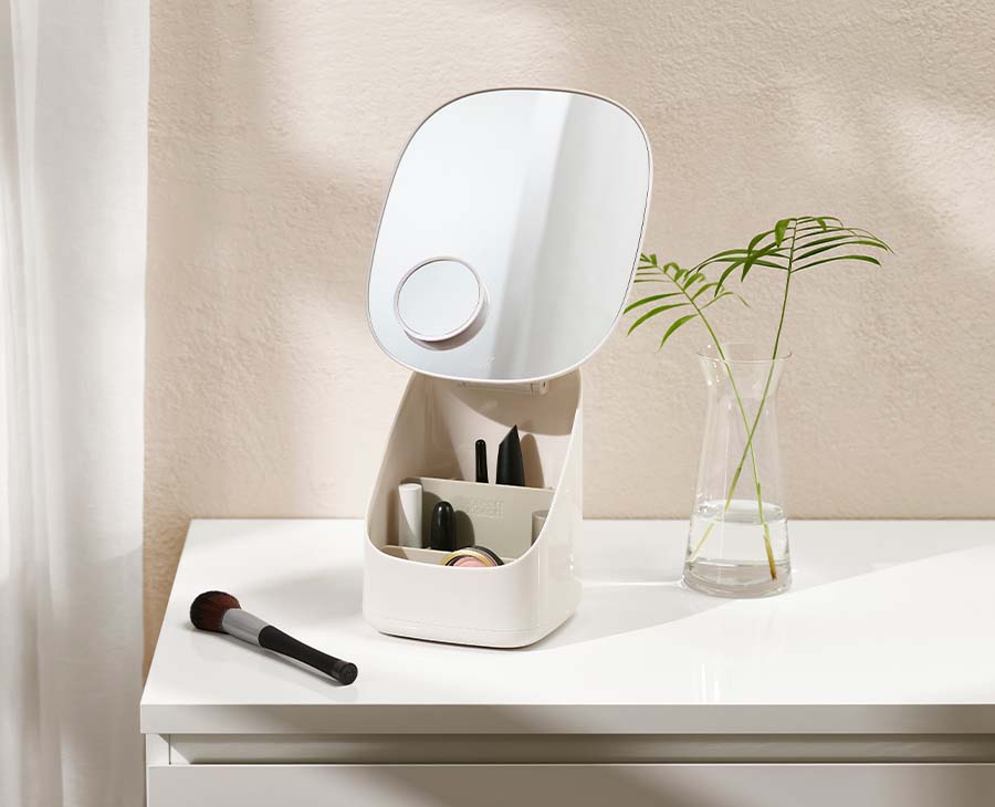 Joseph Joseph Viva Pedestal Mirror With Cosmetic Organiser