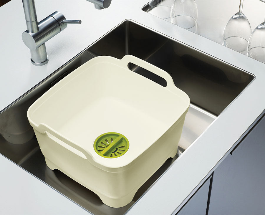 Wash&Drain™ White Green Washing-up Bowl