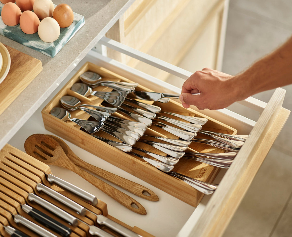Joseph Joseph 2-piece DrawerStore™ Bamboo Large Cutlery & Knife Organizer Set