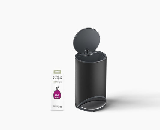 Joseph Joseph Arc™ 10L Easy-push Matt Black Pedal Trash Can Starter Set