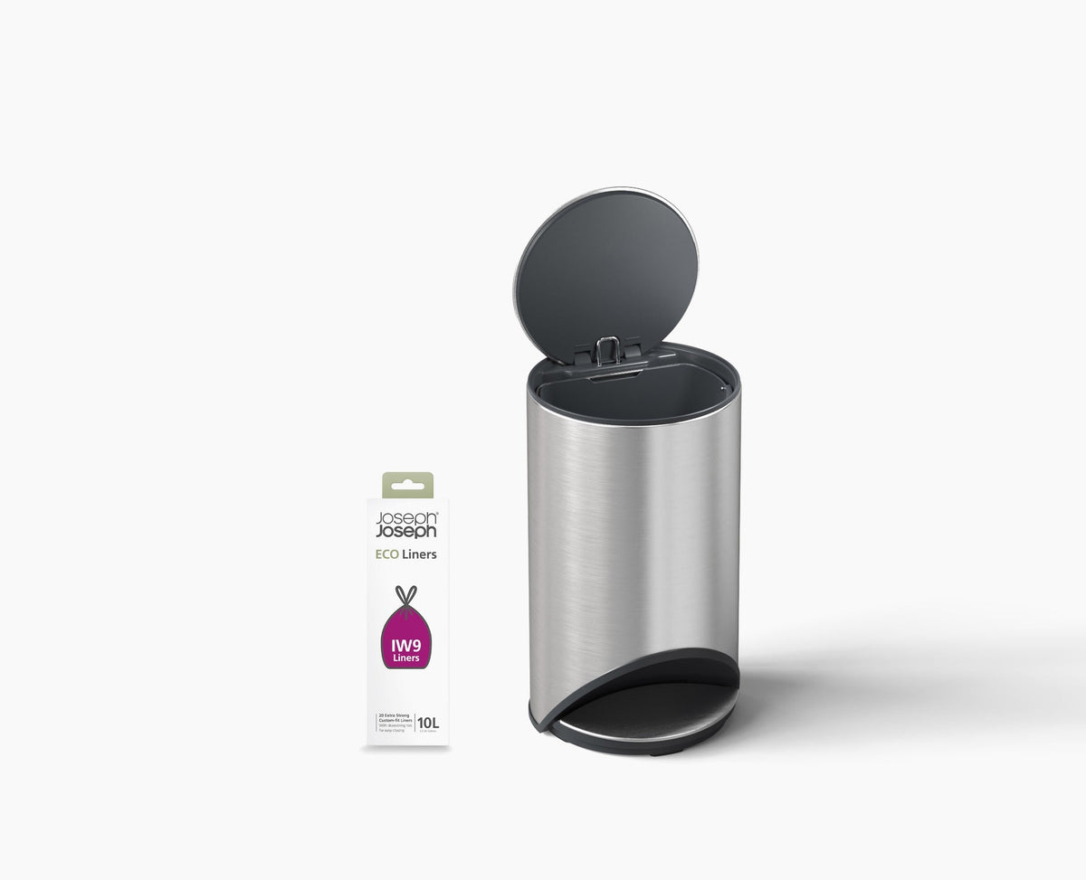 Joseph Joseph Arc™ 10L Easy-push Stainless-steel Pedal Trash Can Starter Set