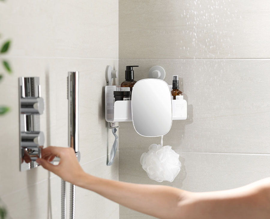 Joseph Joseph EasyStore™ White Corner Shower Shelf With Removable Mirror
