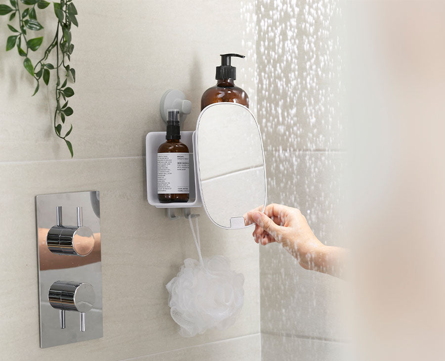 Joseph Joseph EasyStore™ White Shower Shelf With Adjustable Mirror