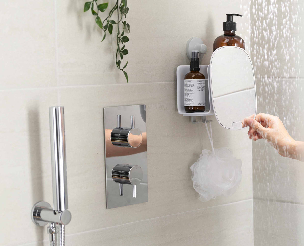 Joseph Joseph EasyStore™ White Shower Shelf With Adjustable Mirror