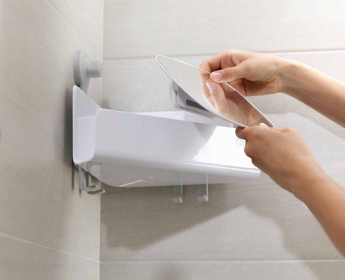 Joseph Joseph EasyStore™ White Corner Shower Shelf With Removable Mirror