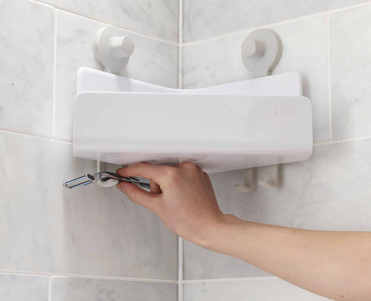 Joseph Joseph EasyStore™ White Corner Shower Shelf With Removable Mirror