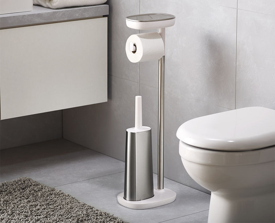 Joseph Joseph EasyStore™ Plus Stainless-steel Toilet Roll Holder With Toilet Brush