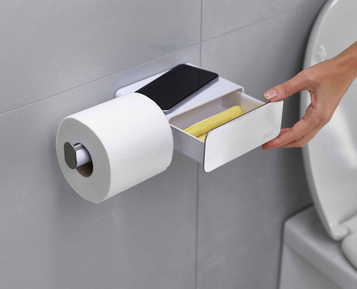 Joseph Joseph EasyStore™ Stainless-steel Toilet Roll Holder With Drawer