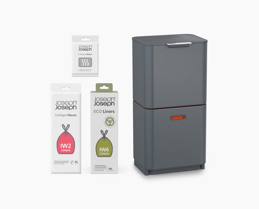 Joseph Joseph Totem Max 60L Gray Waste & Recycling Trash Can Starter Set