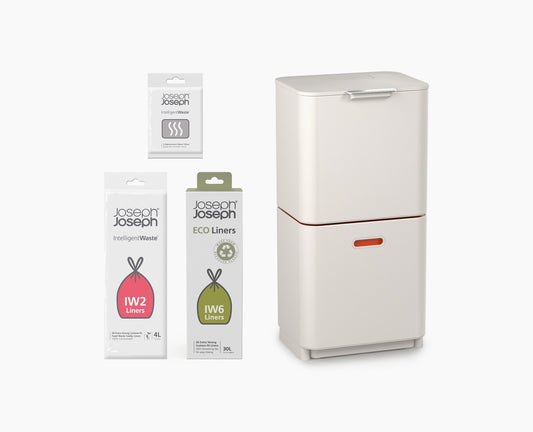 Joseph Joseph Totem Max 60L Stone Waste & Recycling Trash Can Starter Set